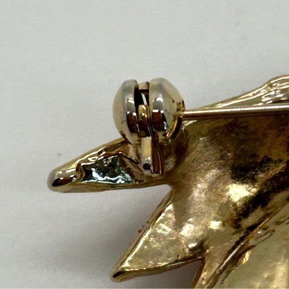 Vintage Hummingbird Brooch Rhinestone Accents Enameled Wings Gold-Tone Nature - Picture 11 of 16